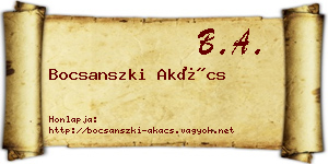 Bocsanszki Akács névjegykártya